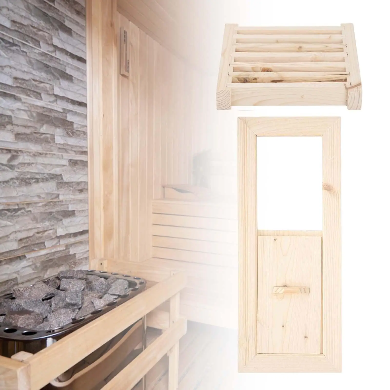 Sauna Room Air Vent Shutter Window Wooden Louvers Panel for Steam Room Russian Sauna Replacement