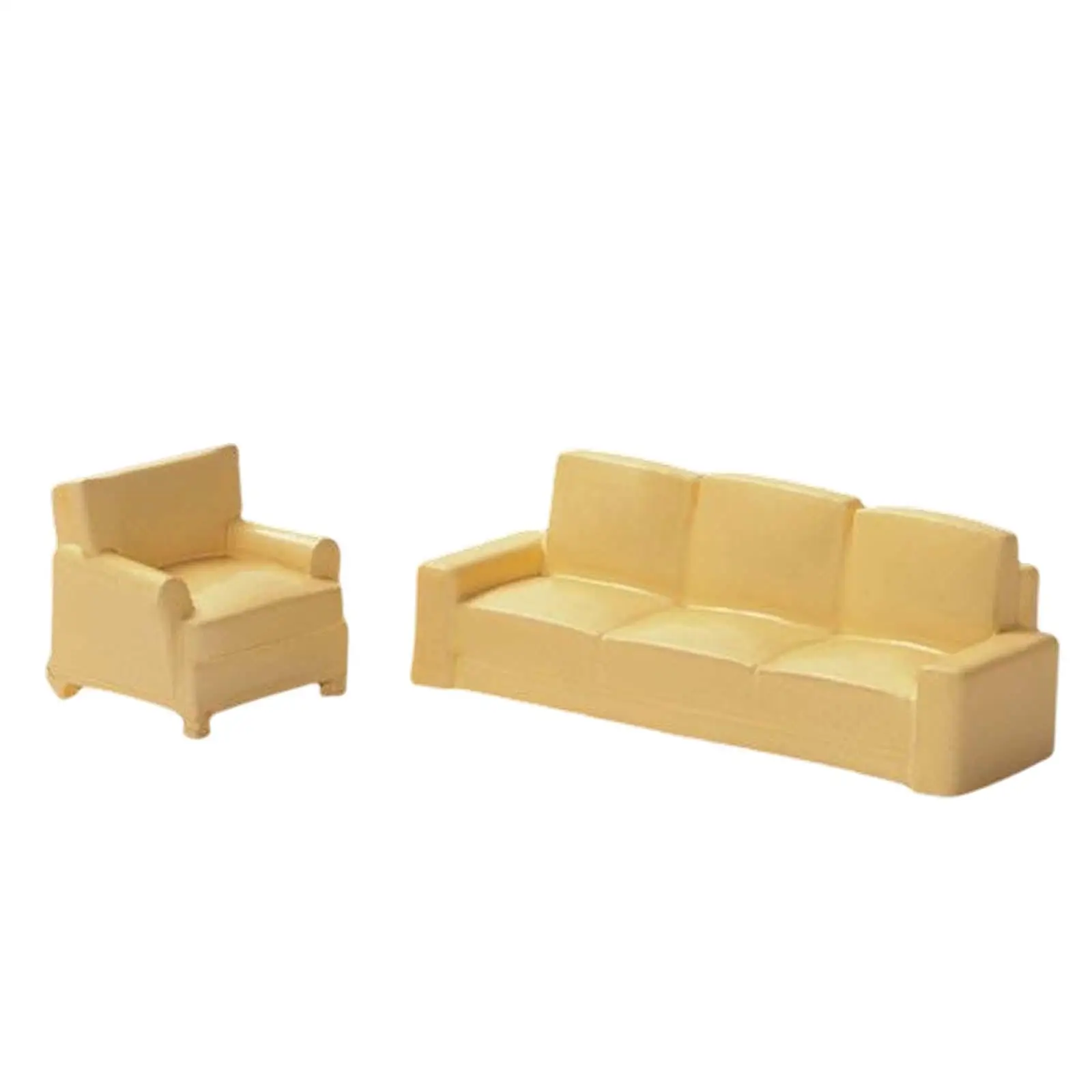 2x Dollhouse Sofa Couch, Handcraft Dollhouse Furnishings, Simulation Mini Furniture for 1/64 Dollhouse Diorama
