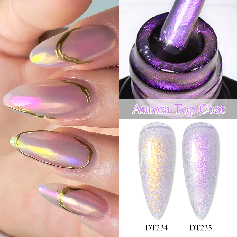 Best of MEET ACROSS 7ml Aurora Top Coat Sparking Aurora Gel Nail Polish Semi Permanent UV Gel Function Top Coat For Nail Art Gel Varnish Reviews & Tips