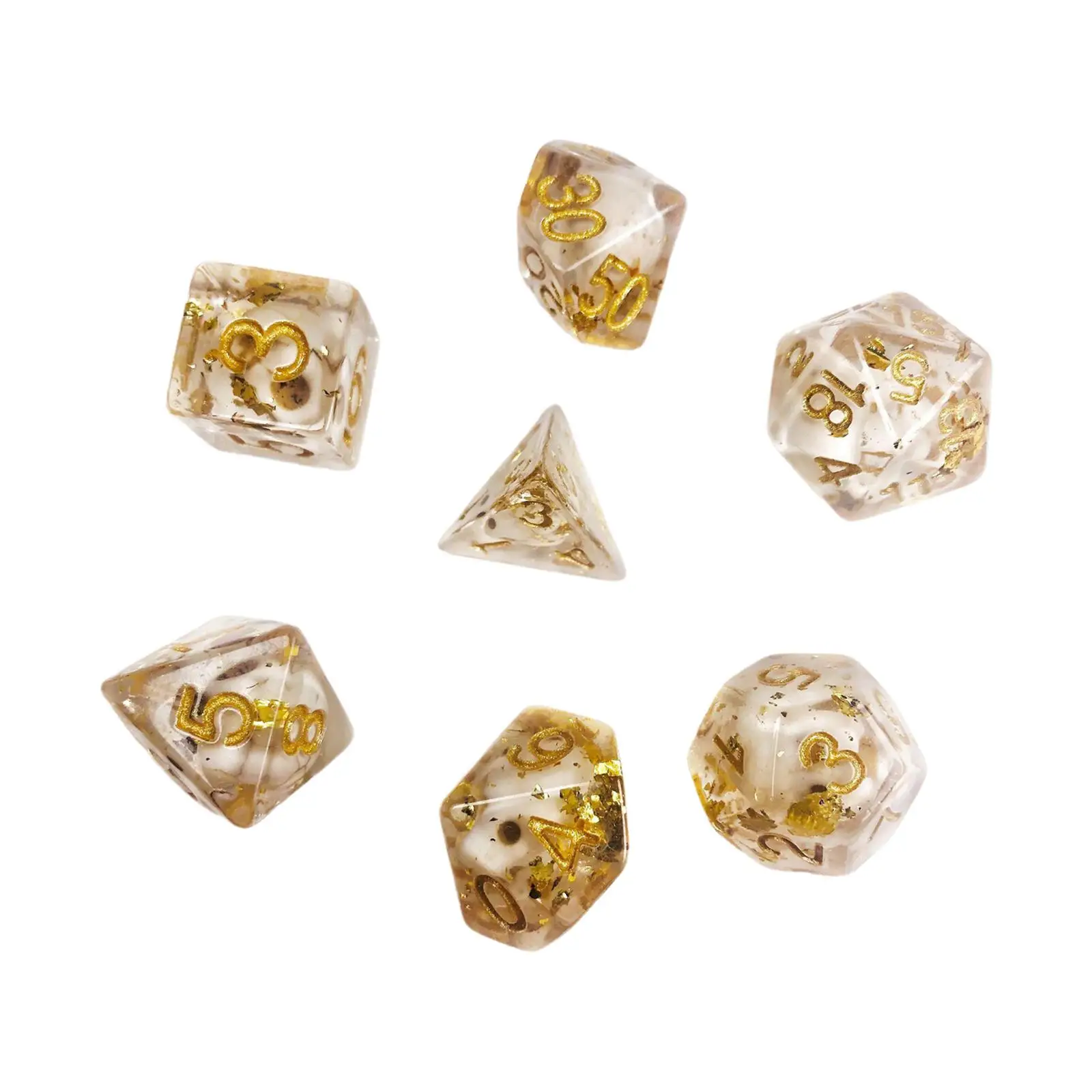 7x Polyhedral Dicess Set with Skull Multi Sided RPG Dices for Math Game