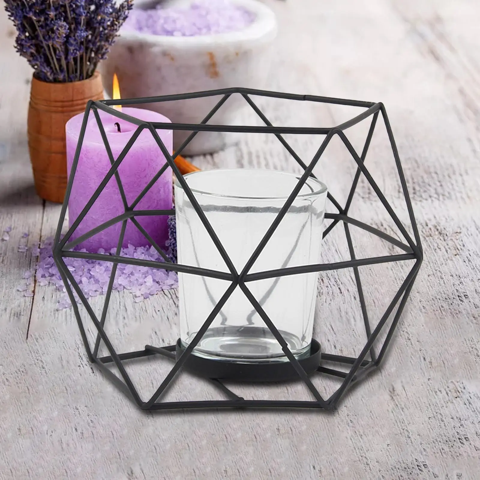 3D Geometric Candle Holder Glass Candle Cup Tealight Metal Candlestick for Wedding Table Centerpieces Christmas Party Decor