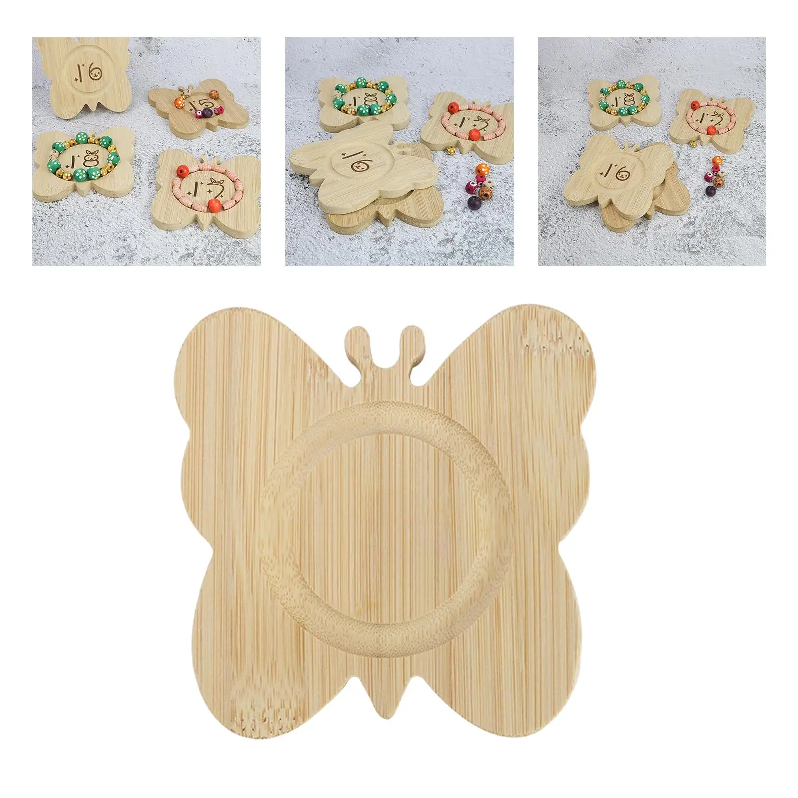 Wooden Show Organizer 12cm Jewelry Storage Butterfly Shaped Jewelry Tray Bracelet Holder Earrings Gift Bead Pendant Tray