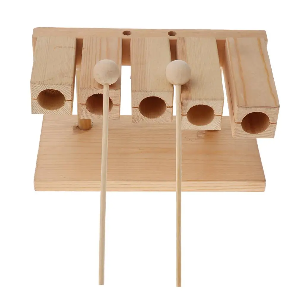Wooden Five-with Beater for Kids Percussion Instrument Toy