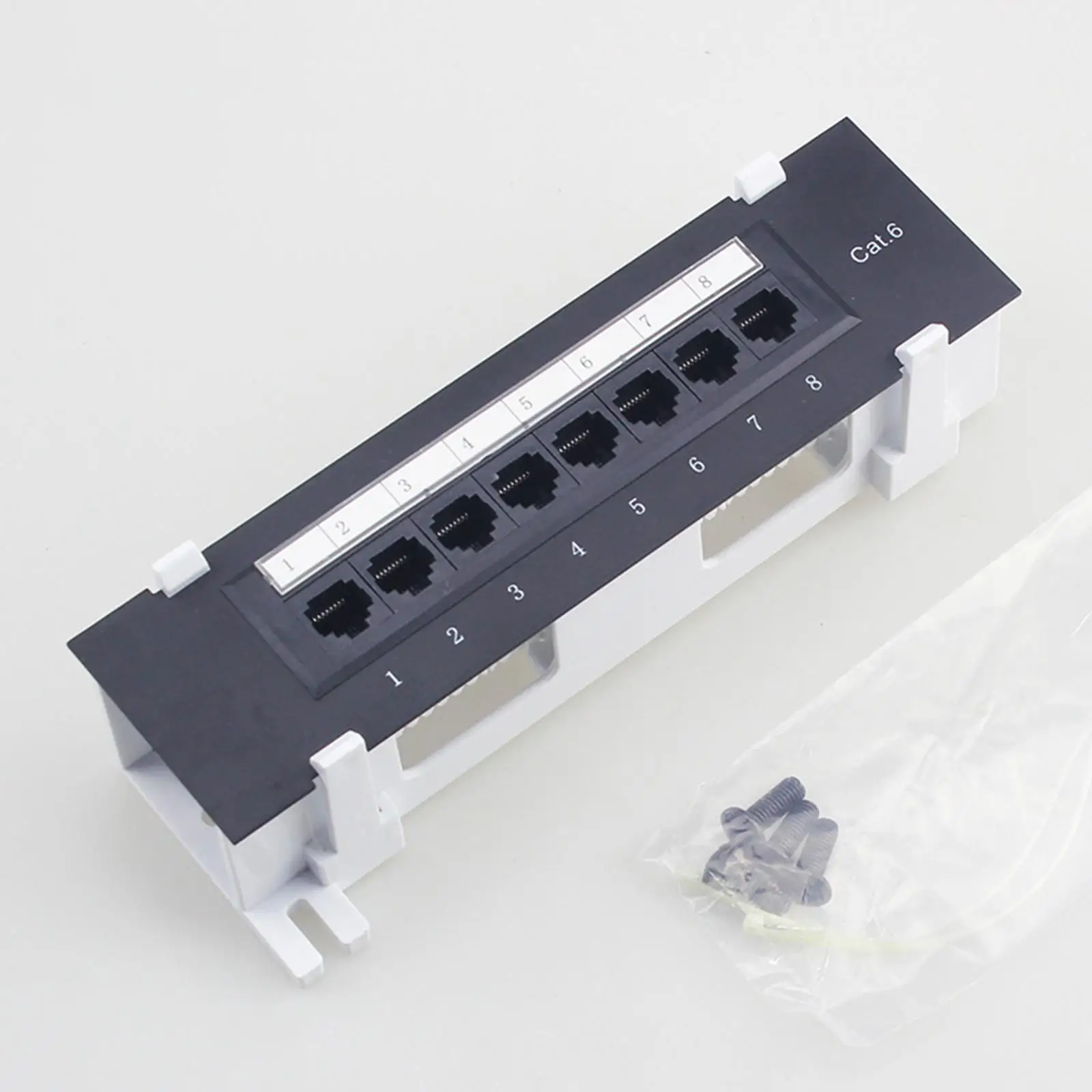 8 Port Shielded Patch Panel for Cat. 6 Versatile Data Center Plastic Wall Mount for Computer Home for Wiring Server Room Office