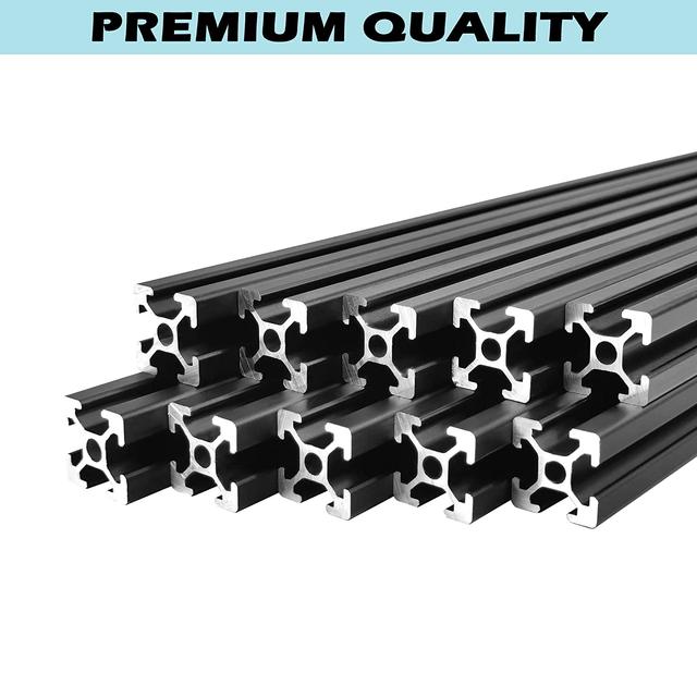 4pcs 400mm Black 2020 Series Aluminum Extrusion Profile, 15.75 Inch Length Anodized European Standard Aluminum Extrusion Linear Rail, For 3D Printer Engraving Machine CNC Machine