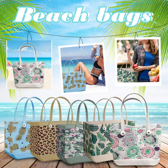 Bogg Bag For Women Large Capacity Hole Handbags Beach Tote Bags Various  Prints