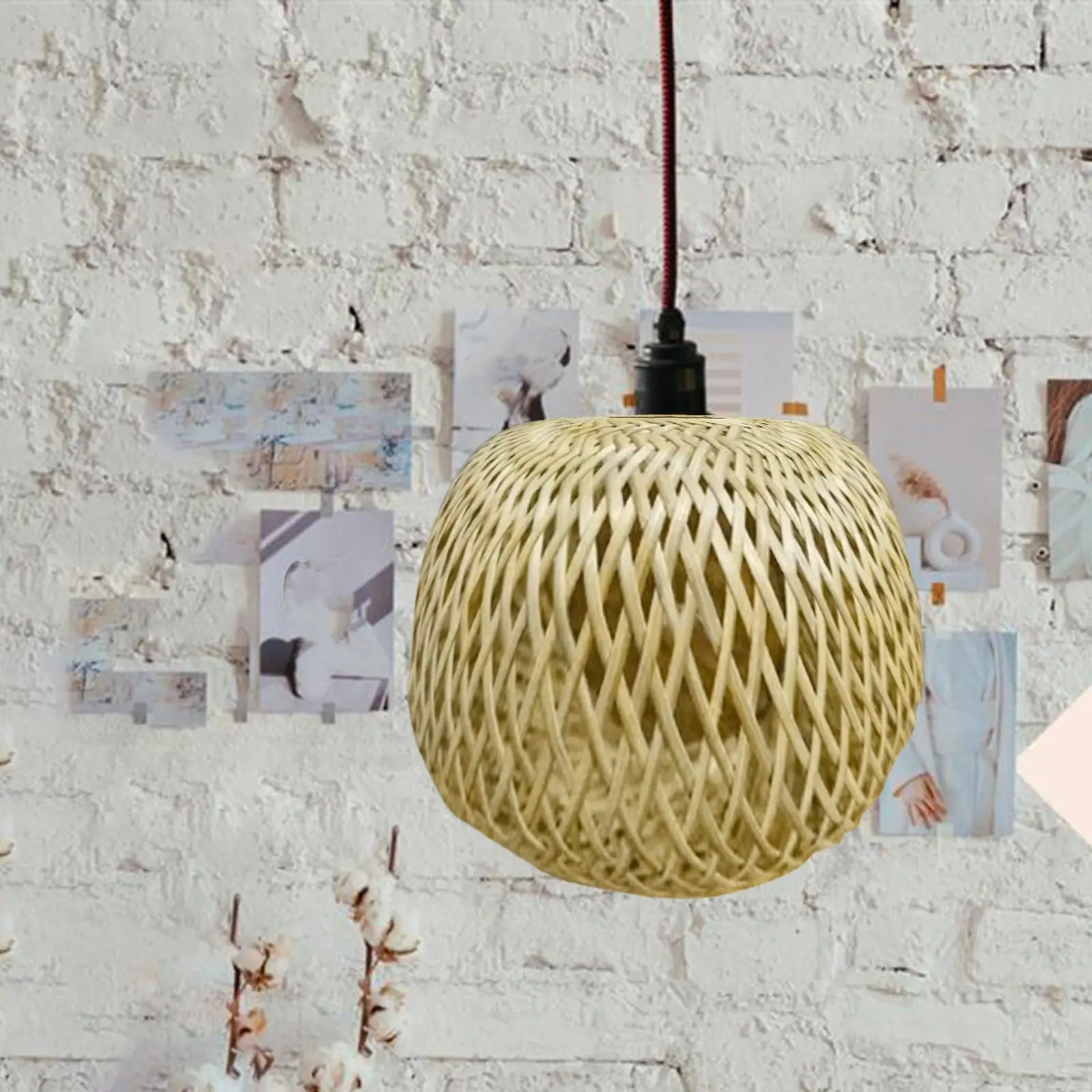 Handmade Weaving Lamp Shade Pendant Light Cover Lantern Ornament Lampshade for Bedroom Home Dining Room Living Room Decoration