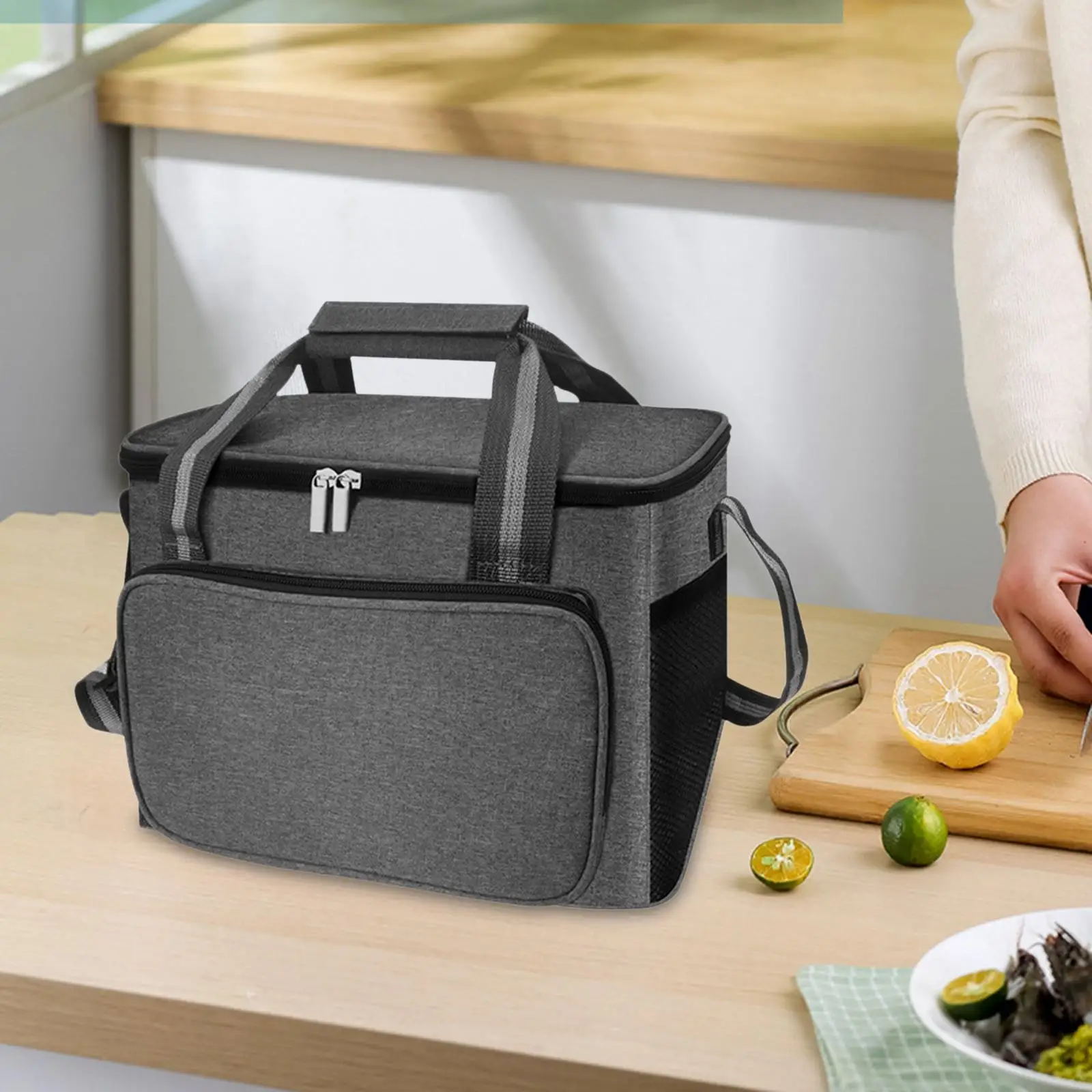 Insulated Lunch Bag Leakproof with Shoulder Strap and Top Handle Grocery Shopping Bag Lunch Cooler Bag for Camping Beach BBQ