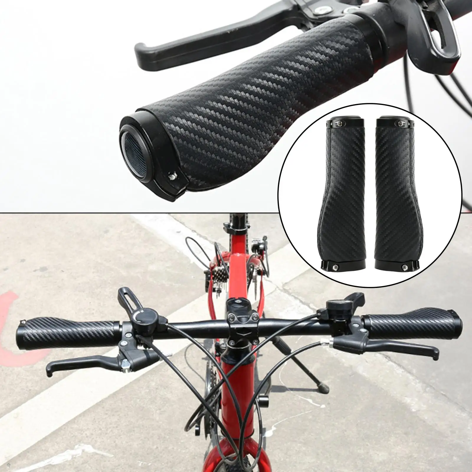 2x PU Mountain Bike Handlebar Grips Lockable Anti Skid Bar Grips