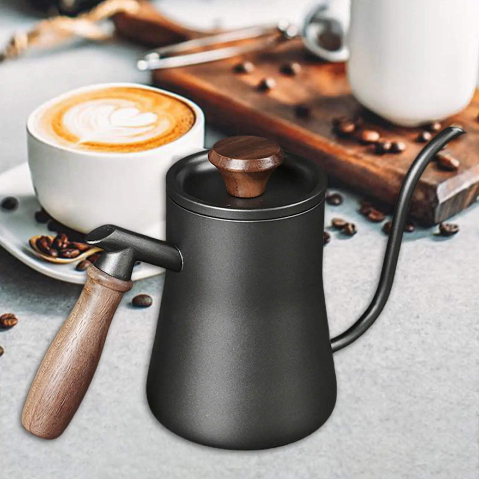 550ml Drip Kettle Wooden Handle with Long for  Outdoor