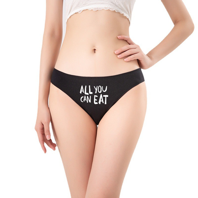 ALL YOU CAN EAT Letters Print Underwear for Women Girls Underpants