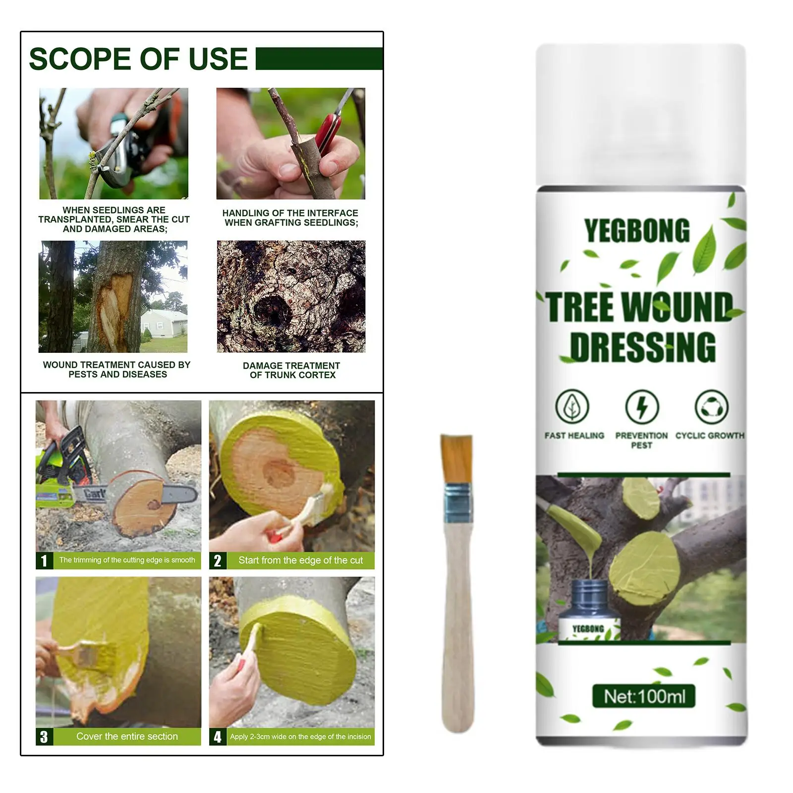 Tree Wound Sealer Treatment Cream Smear Smearing Brush Care Sealing Grease