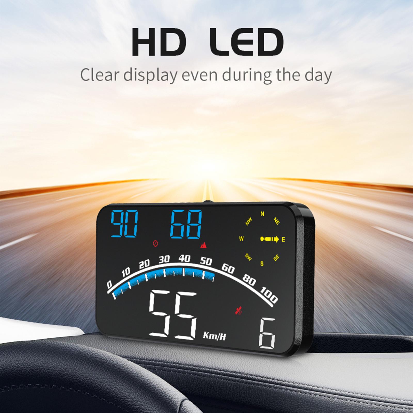 HUD  Display Speedometer Overspeed Warning Multicolor Trip Meter 4 inch Digital Screen GPS Windshield Projector for Car Vehicle