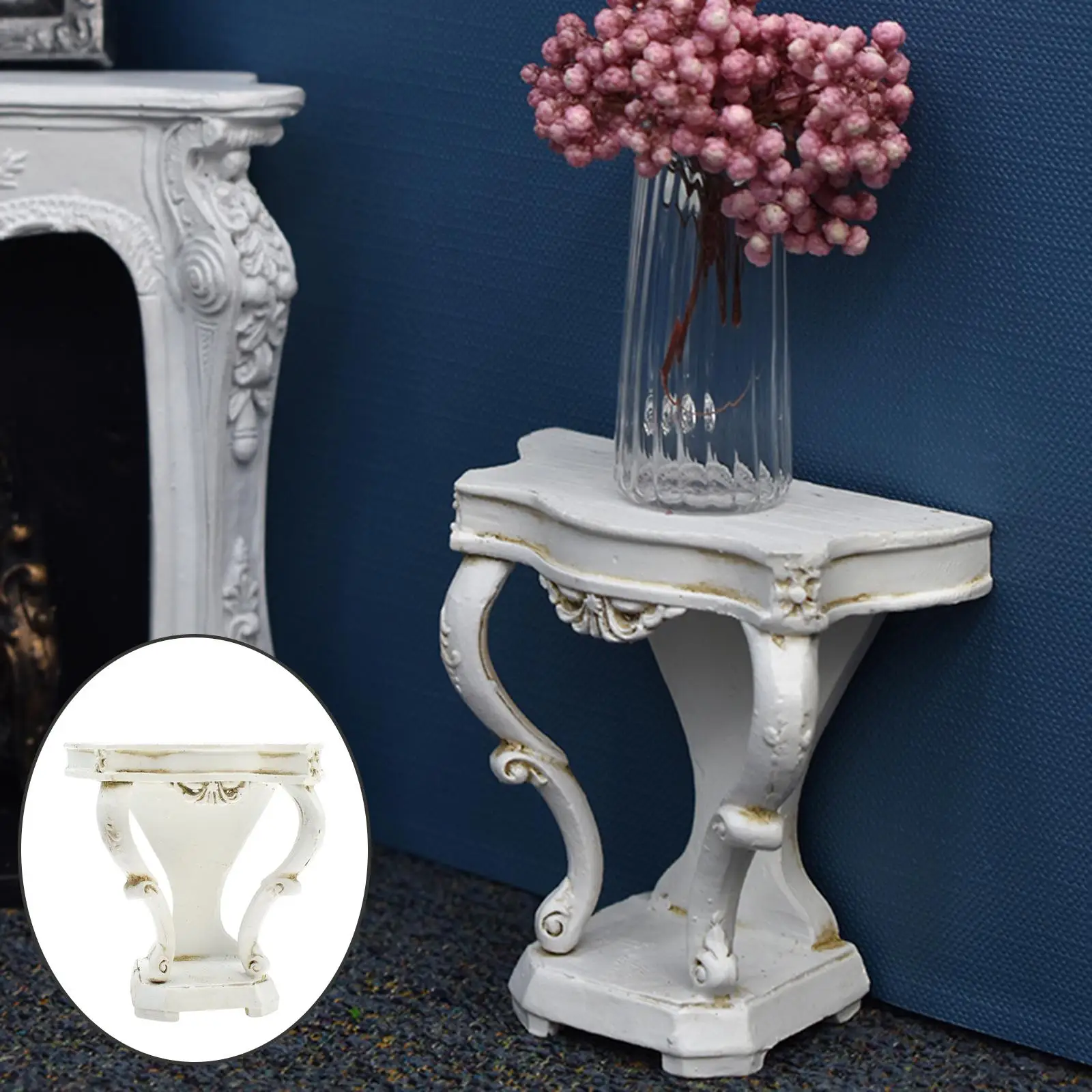 Dollhouse Side Table Rococo Style NightStand Closet for Living Room Bedroom
