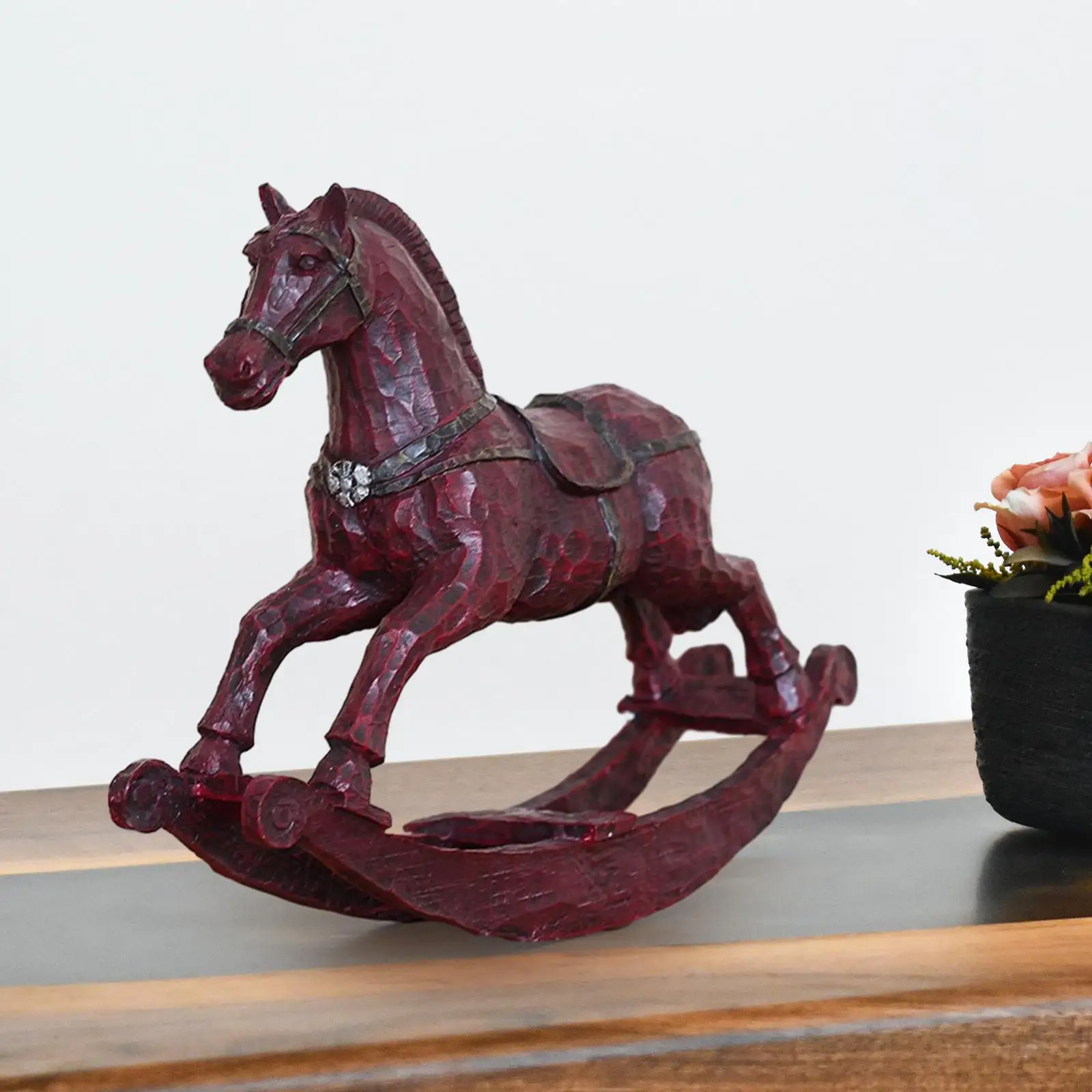 Rocking Horse Ornament Resin Desktop Ornament for Cabinet Desktop Restaurant