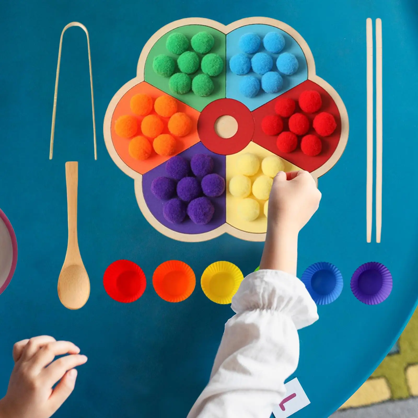 Wooden Montessori Rainbow Peg Board Color Sorting and Counting Preschool Learning Toys for Children Logical Thinking Matching