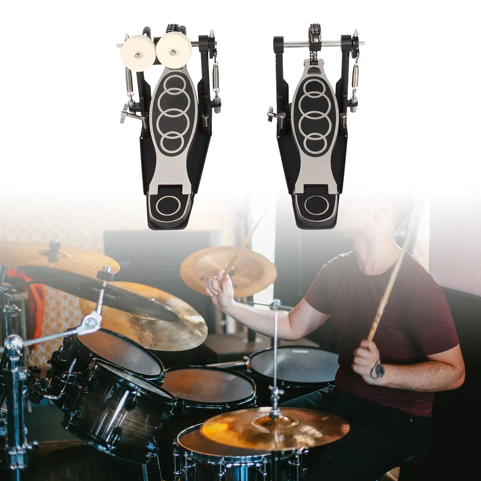 Dual Pedal Two Chain Drive Percussion Hardware Twin Drum Pedal for Drummers Electronic Drum Lovers Jazz Drums Kick Drum Set