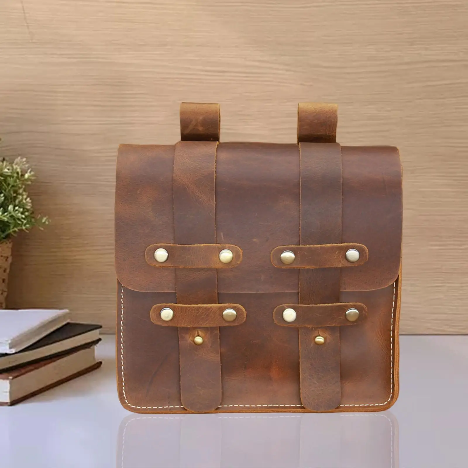 PU Leather Fanny Pack Waist Bag Decorative Retro Style Belt Pouch for Unisex