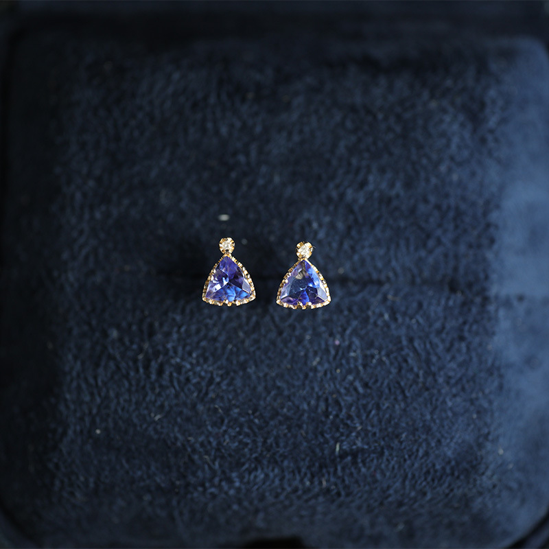 Itsmos künstliches Tansanit Dreieck s925 Sterling Silber Ohrringe 14 Karat vergoldete Zirkon Ohrringe Luxus schmuck für Frauen – Detail 17