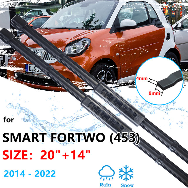 For Smart ForTwo 453 C453 A453 2014~2022 Windscreen Windshield Windows Auto  Accessories 2021 2020 2019 2x Car Front Wipers Blade