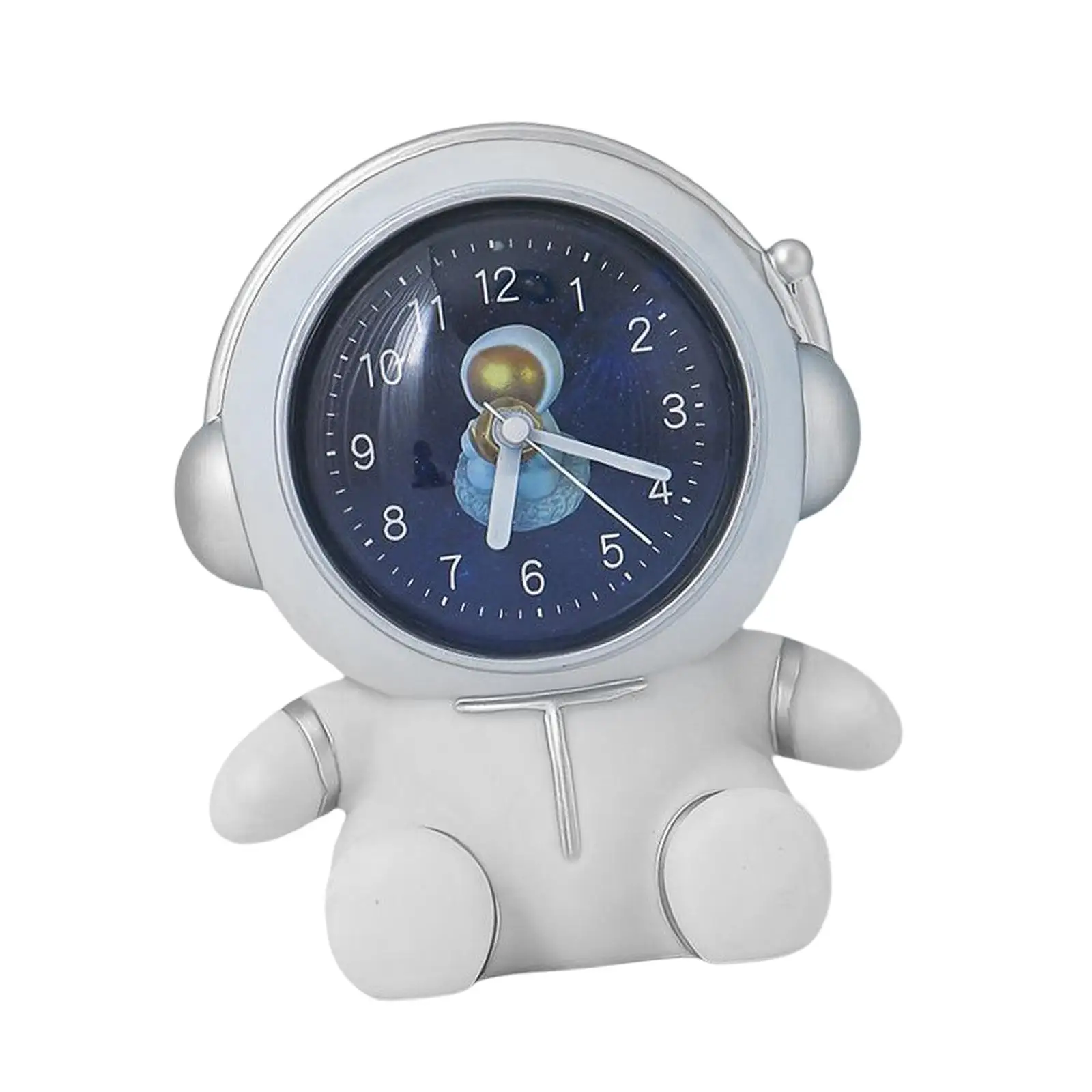 Desk Clock Piggy Bank Wake up Non Ticking Astronaut Statue Clock for NightStand