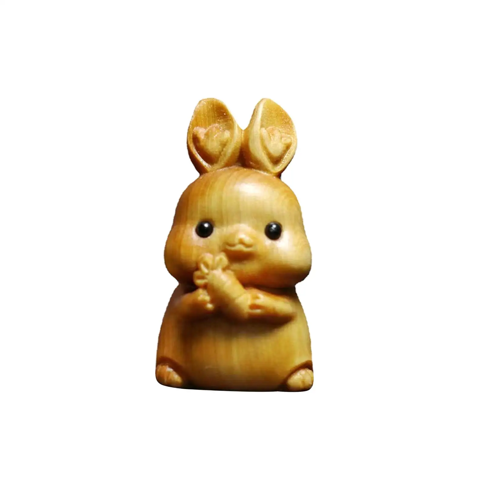 Wood Carving Rabbit Statue Desktop Ornament Collectibles DIY for 