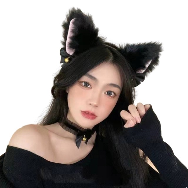 Costume da gatto Set Halloween Christmas Animal Cosplay puntelli orecchie di  gatto fascia coda campana pizzo Choker guanti adulti bambini - AliExpress