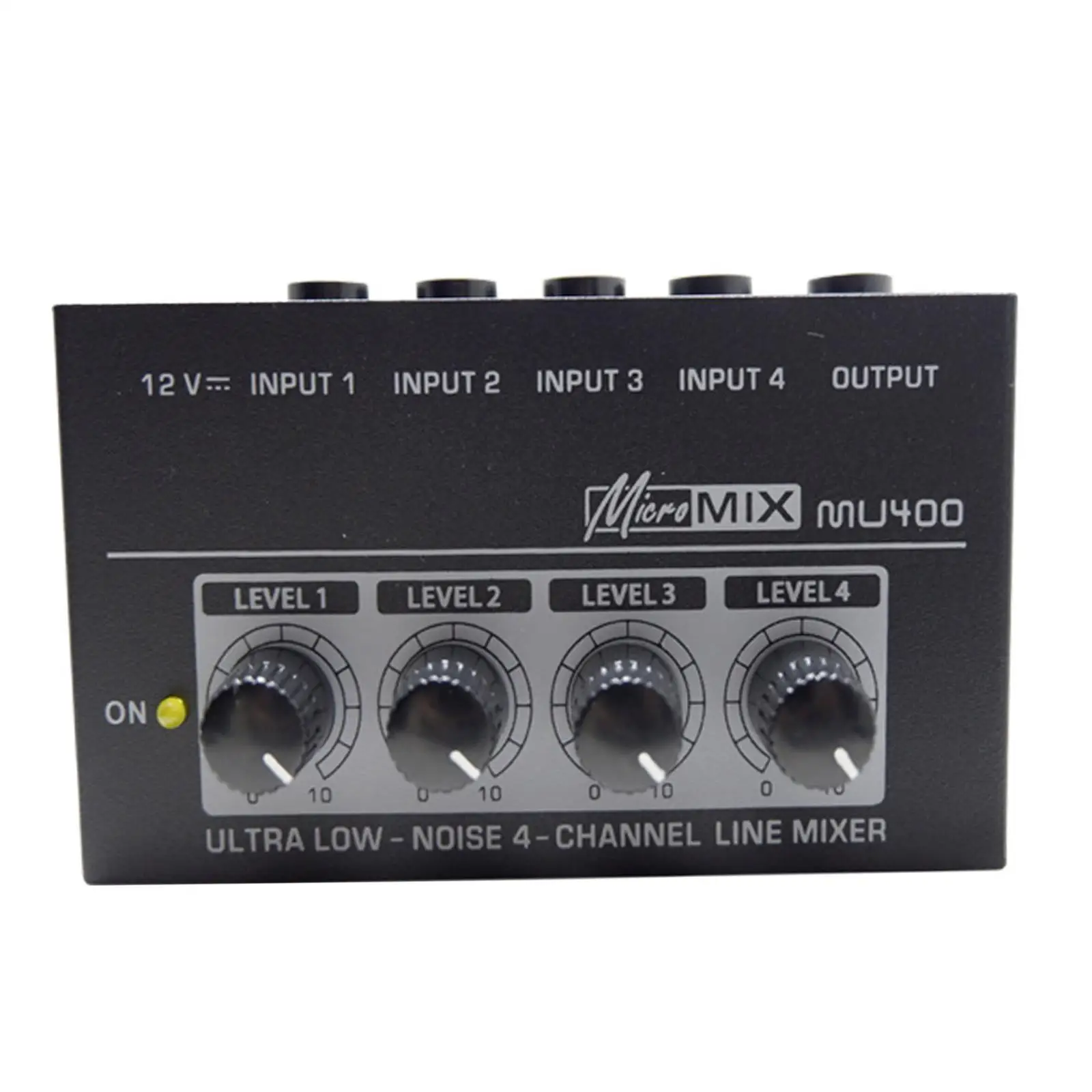 Mini Audio Mixer High Sound Quality 12V 4 Input Audio Mixer for Small Clubs or Bars CD Player Computer Recording Live and Studio