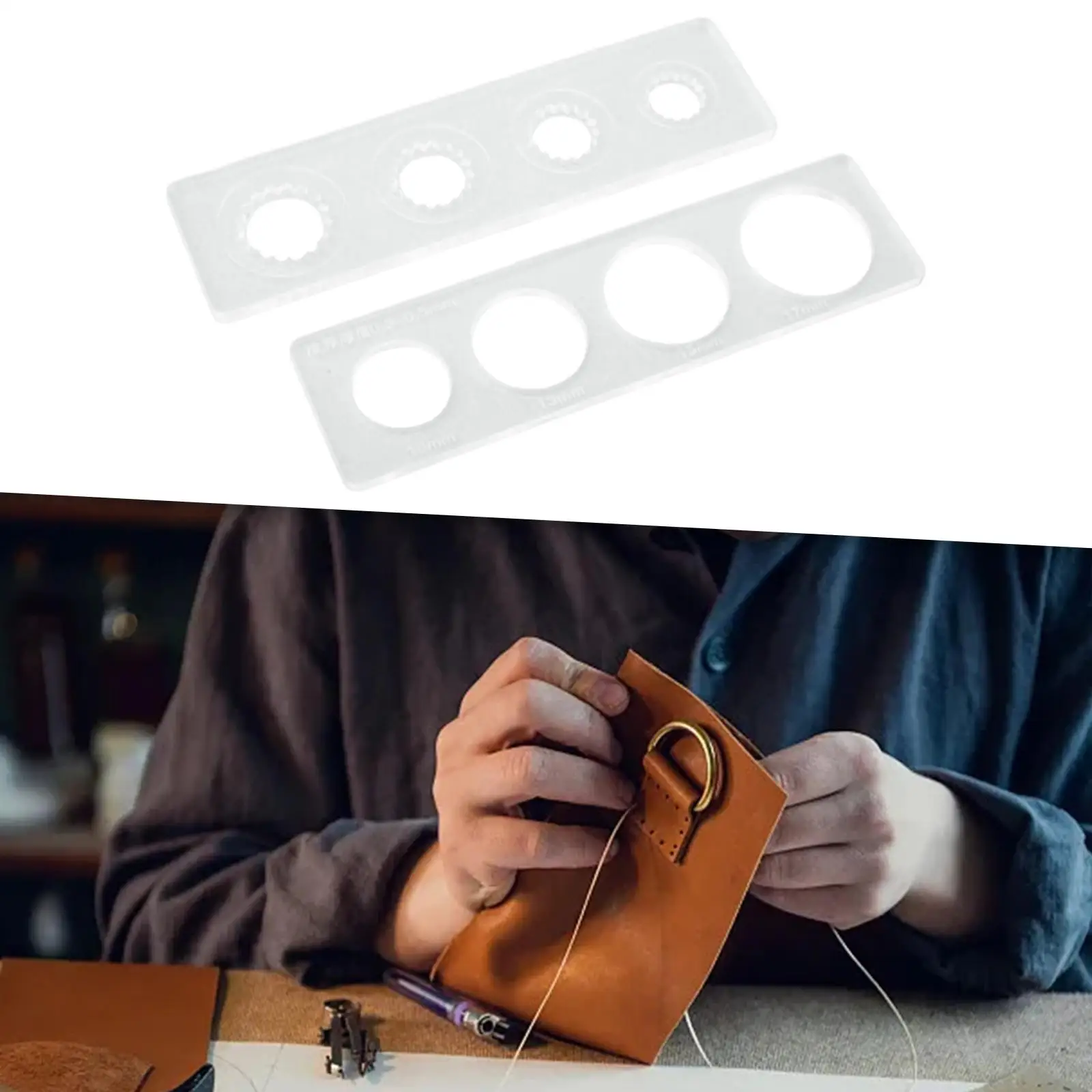 Snap Button Wrap Mold Tools Leather Template Rulers DIY 10/13/15/17mm 4 Holes