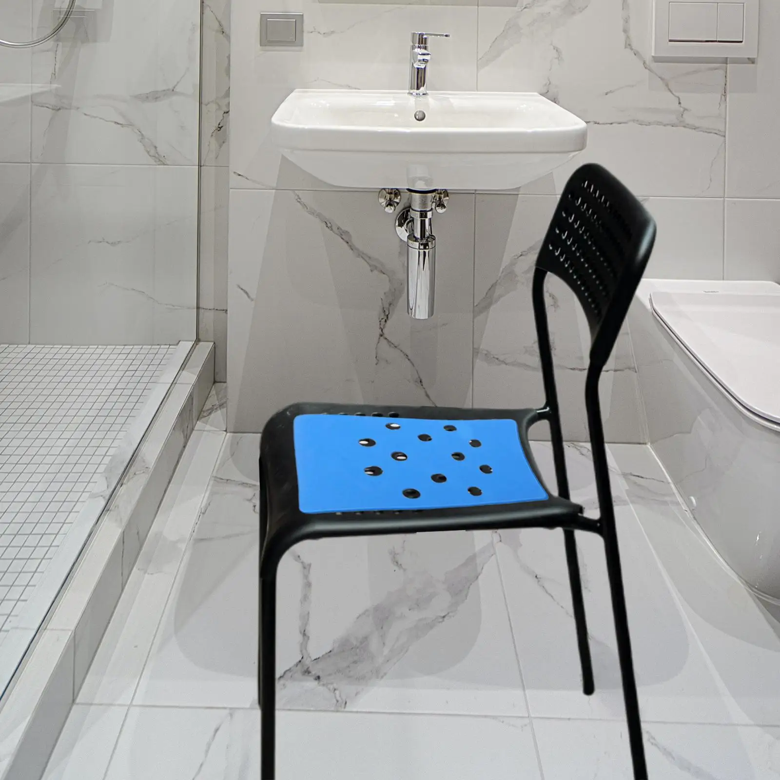 Bath Shower Stool Seat   Accessories Fit Bath Bench EVA Foam  for Elderly Senior 13.8x9.5 Inches -Blue