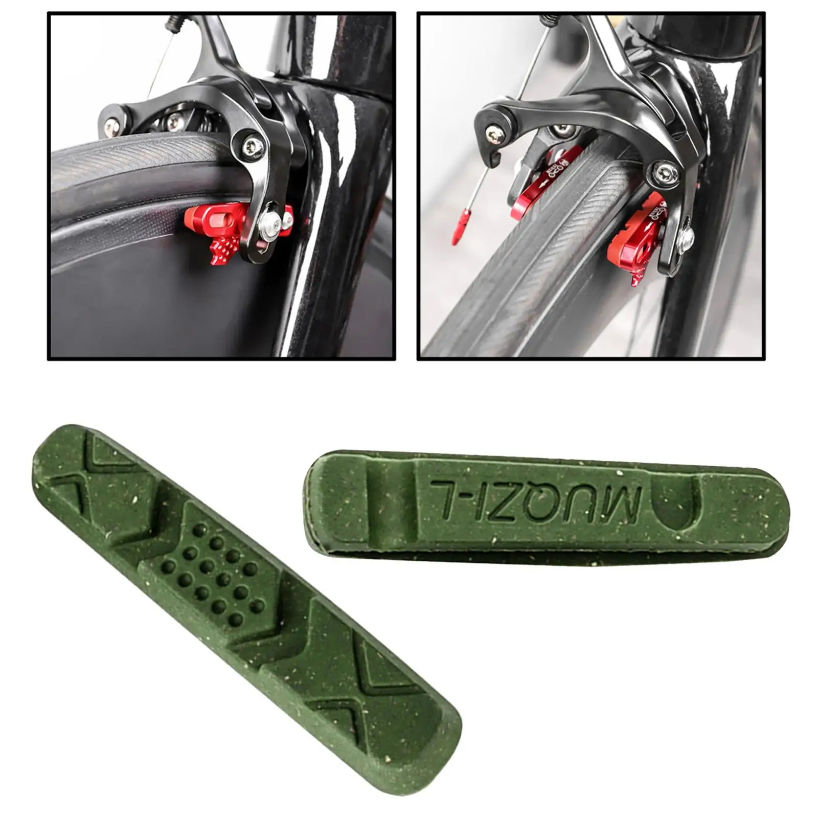 Bike Brake Pads, 1 Pairs Road Mountain Bicycle V-Brake Blocks Shoes, No Noise No Skid, for Front and Back Wheel