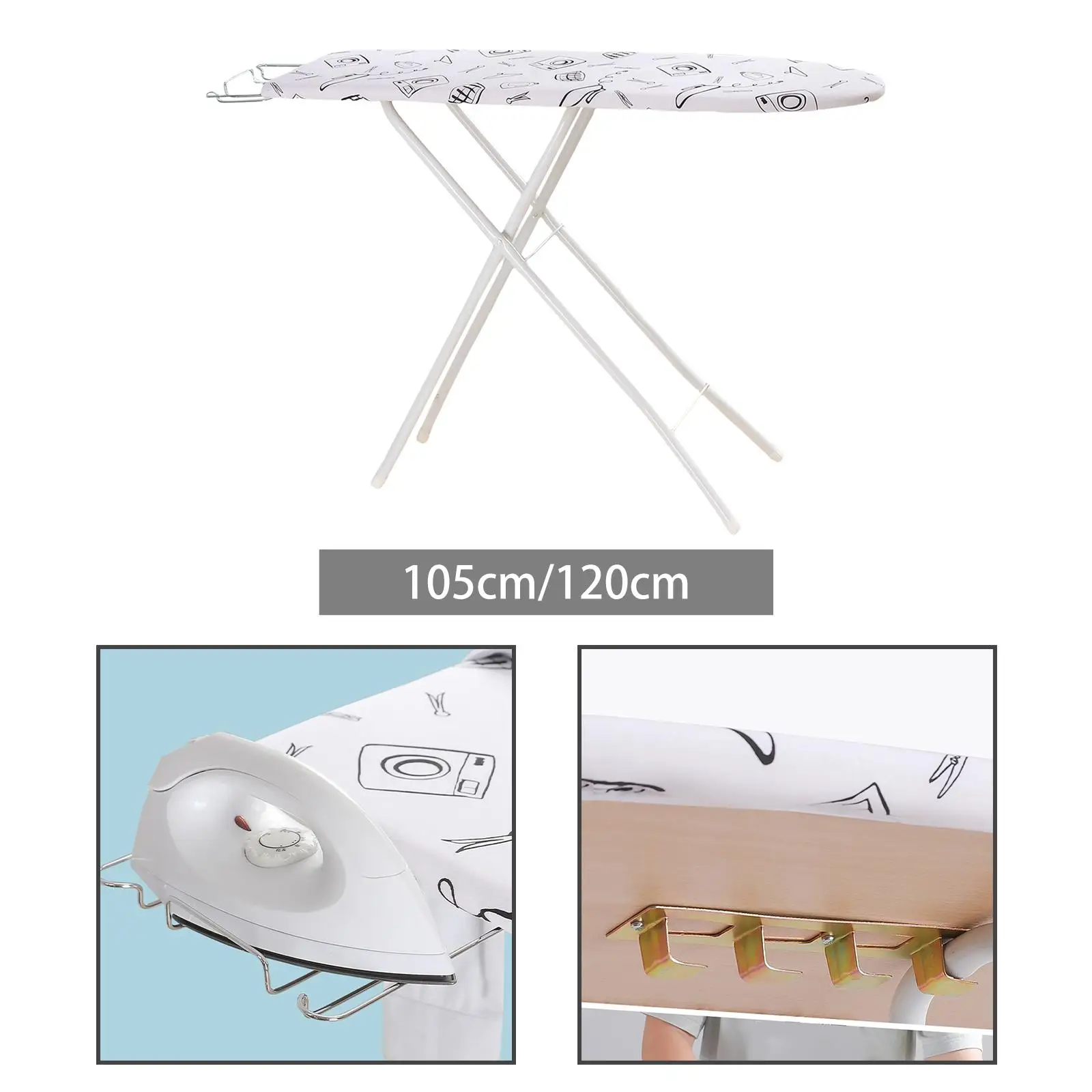 Portable Folding Ironing Board 4 Height Adjustable Heat Insulation for Dorm