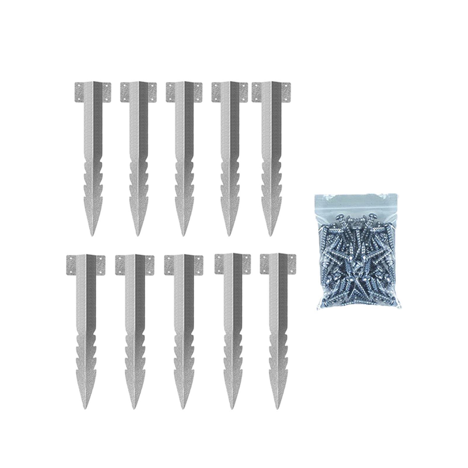 10 Pieces Fence Post Repair Kits Duable with Screws Railway Sleepers Brackets Decking Base Frame Wood Fence Repair Tilted