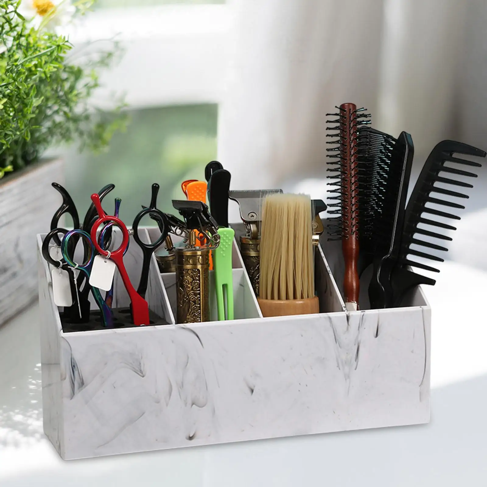 Barber Scissors Holder Box Multifunctional Professional Desk Organizer Case Comb Storage Case for Barber Supplies Brushes