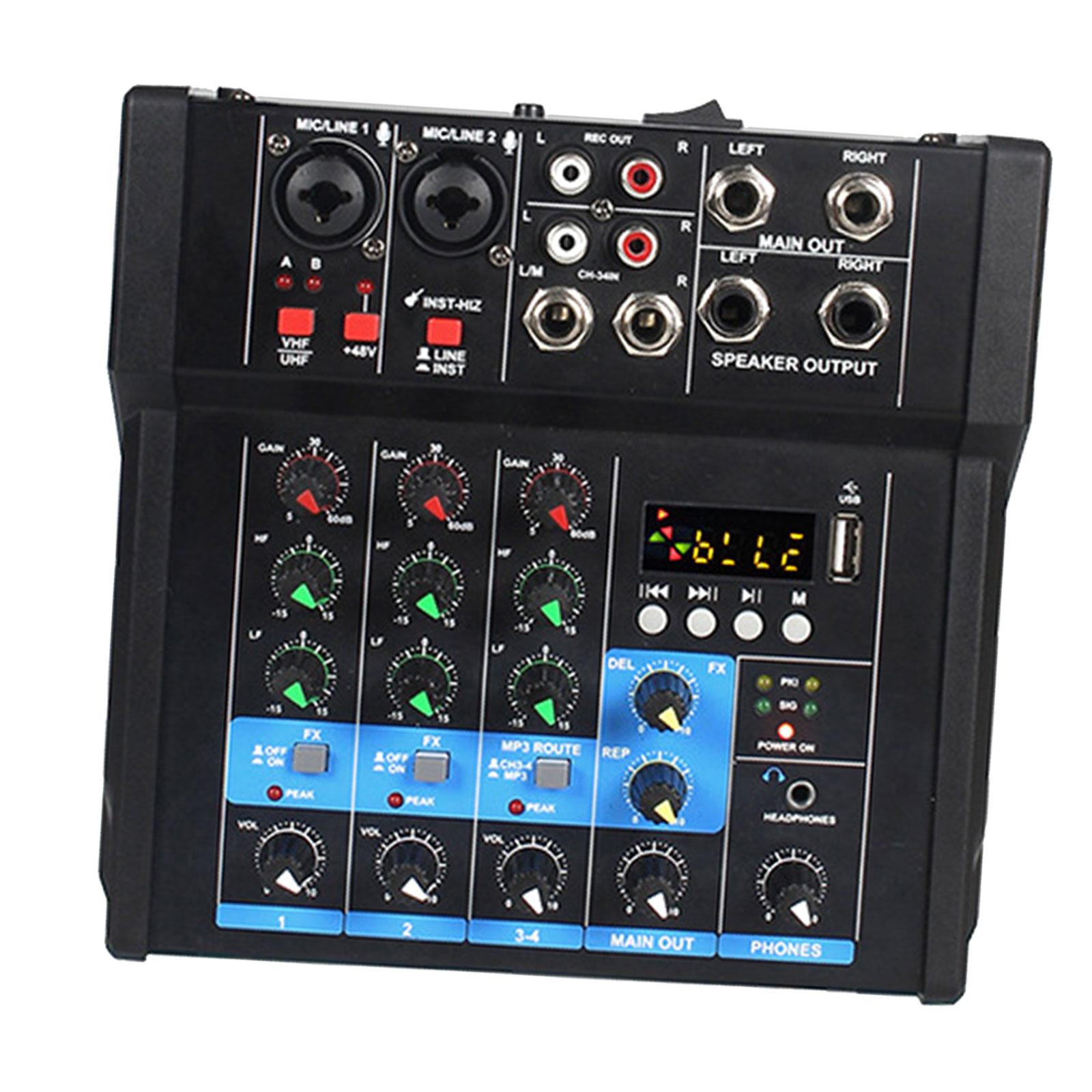 Audio Mixer Amplifier MP3 Bluetooth USB Interface Sound Board Console for Party DJ Mixing Karaoke Live Streaming Recording