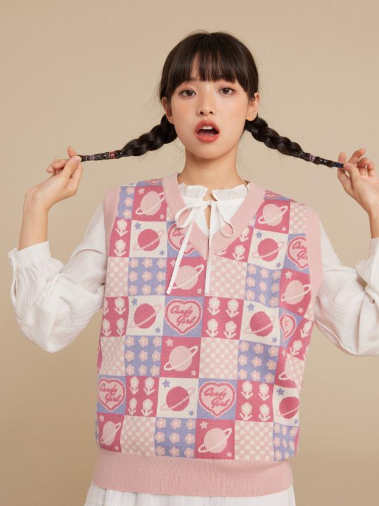 pull col en floral pour pull carreaux en style salle de mercedes kawaii