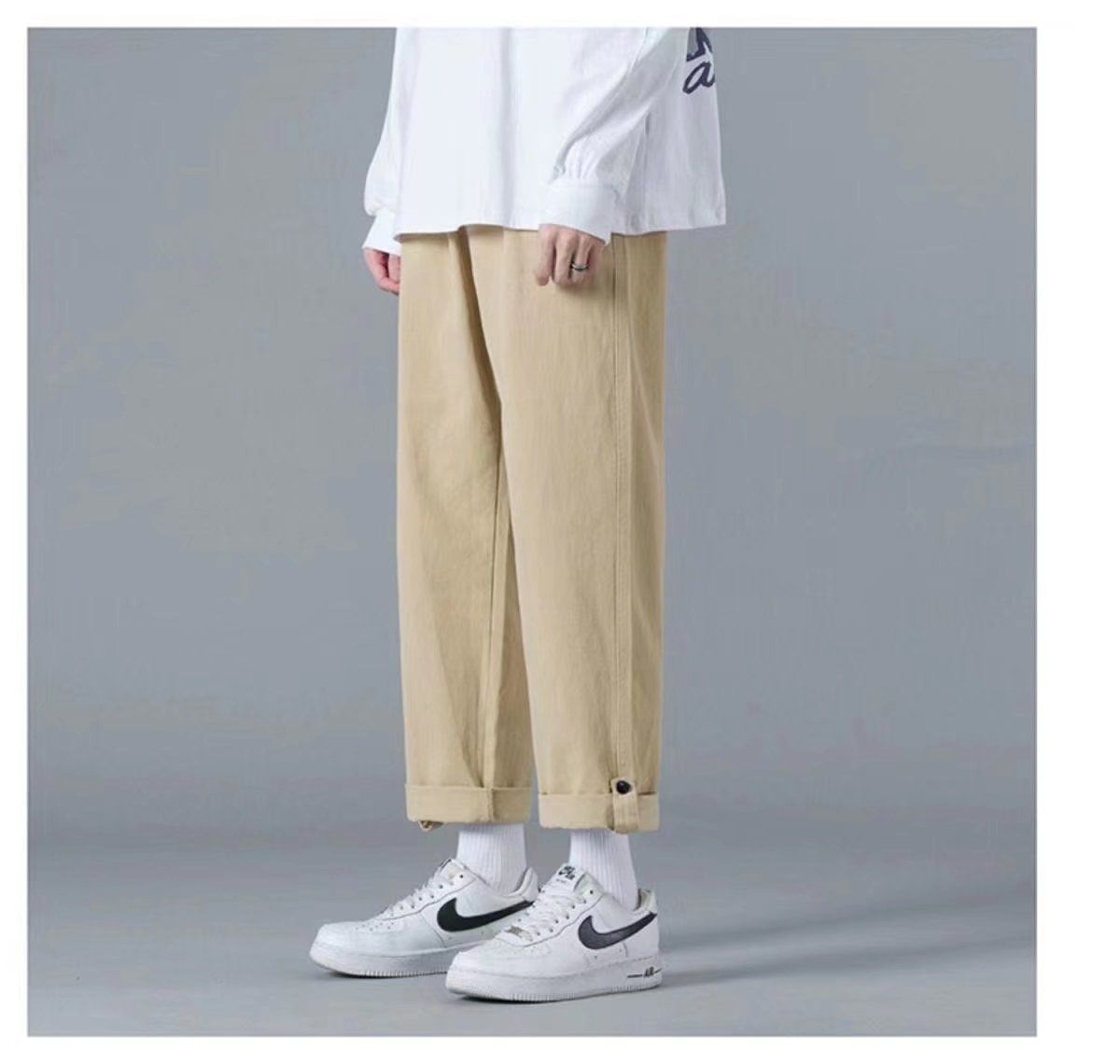 Description Picture 2 of itemSolid Color Overalls Pants Men's Spring and Autumn Loose Straight Trend Trousers All-match Summer Casual Pants