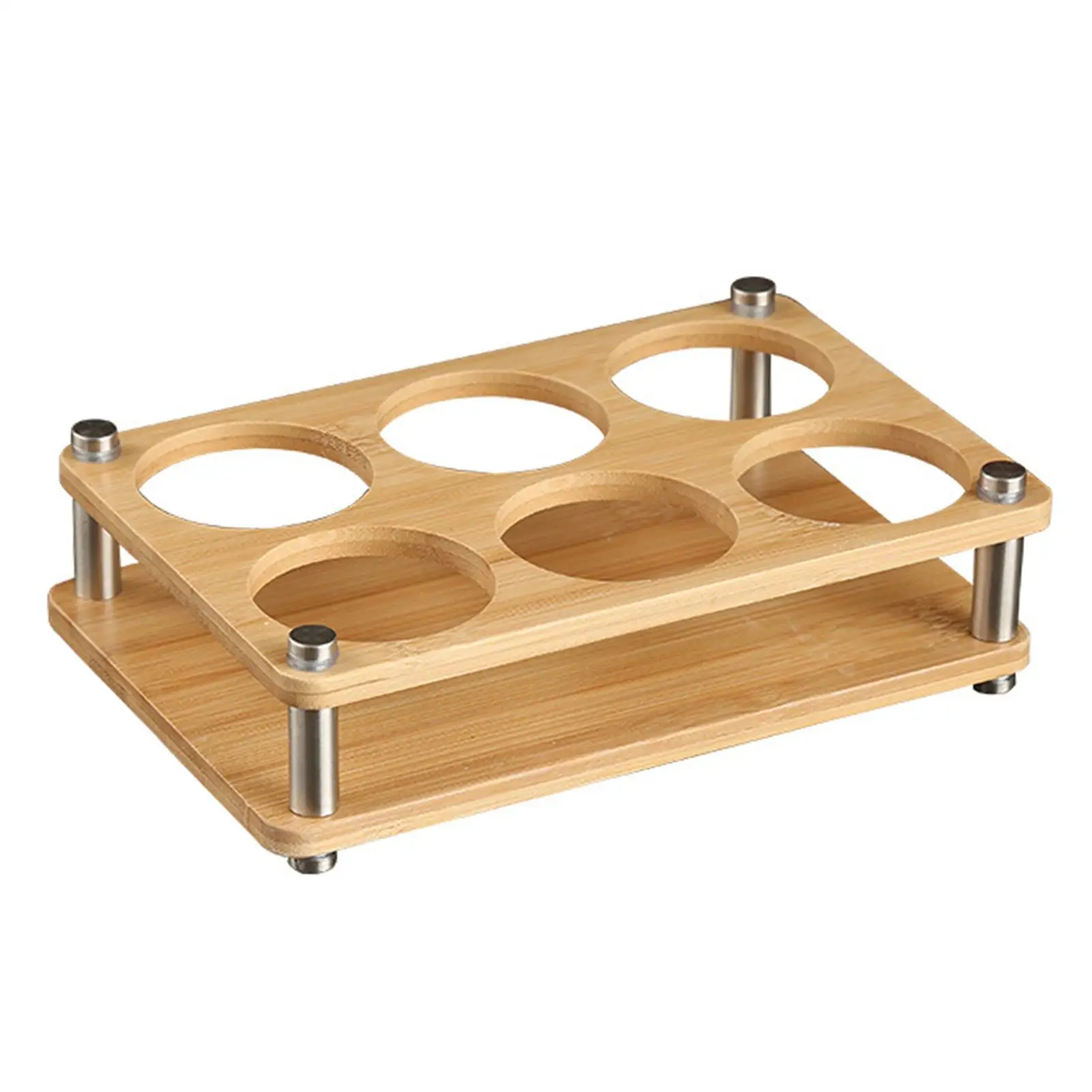 6 Holes Shot Glass Tray Holder Wooden Cup Rack Multifunction Durable Storage Carrier Mug Organizer for Restaurant Home Nightclub