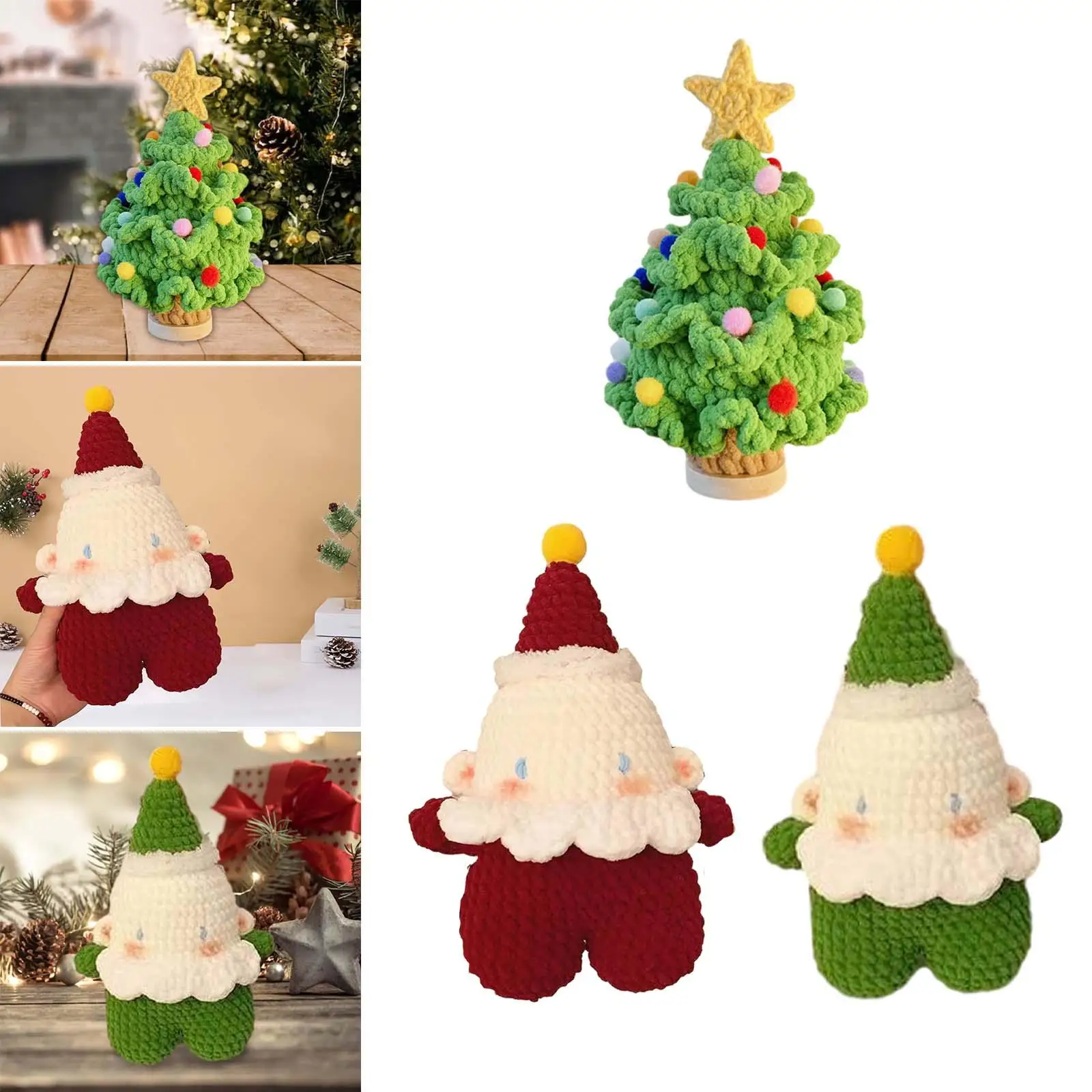 Christmas Crochet Set Beginners Handmade Christmas Ornament Craft Set for Gift Party Favors Boys and Girls Holiday Thanksgiving