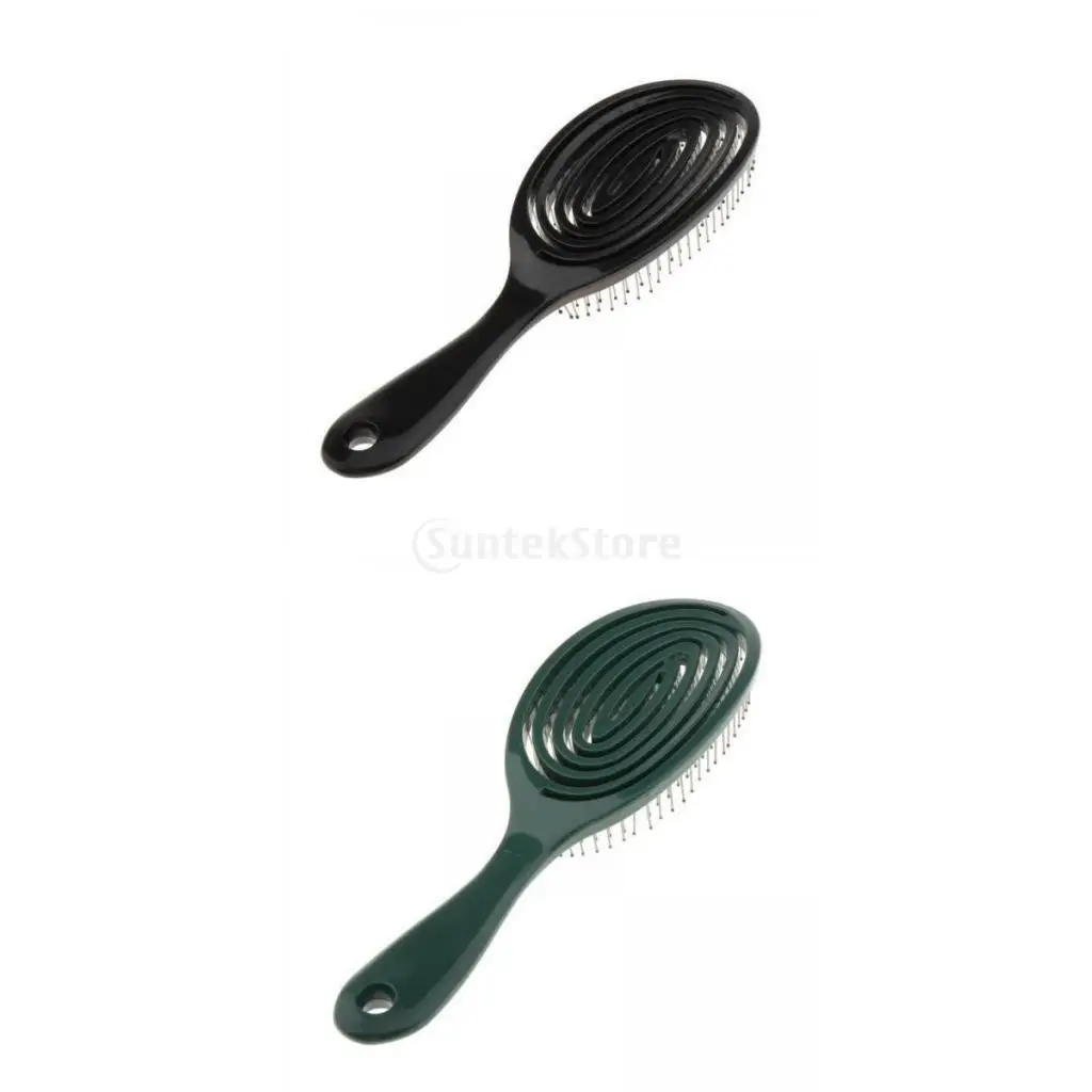 Comb Hair Brush W/ Handle Hairbrush Shower Portable Thin & Anti-knot Natural