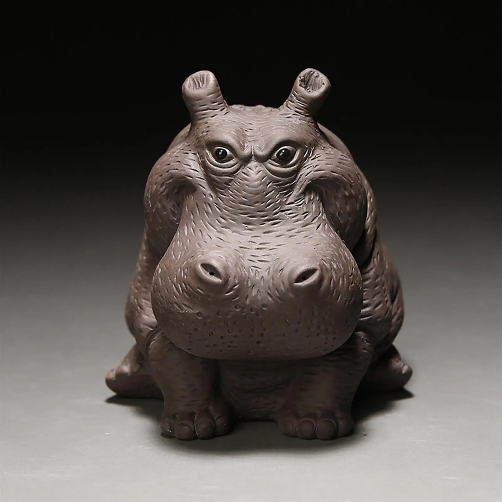 Hippo Figurine Collectible Artwork Hippo Statue Mini Tea Pet for Table Centerpiece Bookcase Tea Room Office Tea Lovers Gift