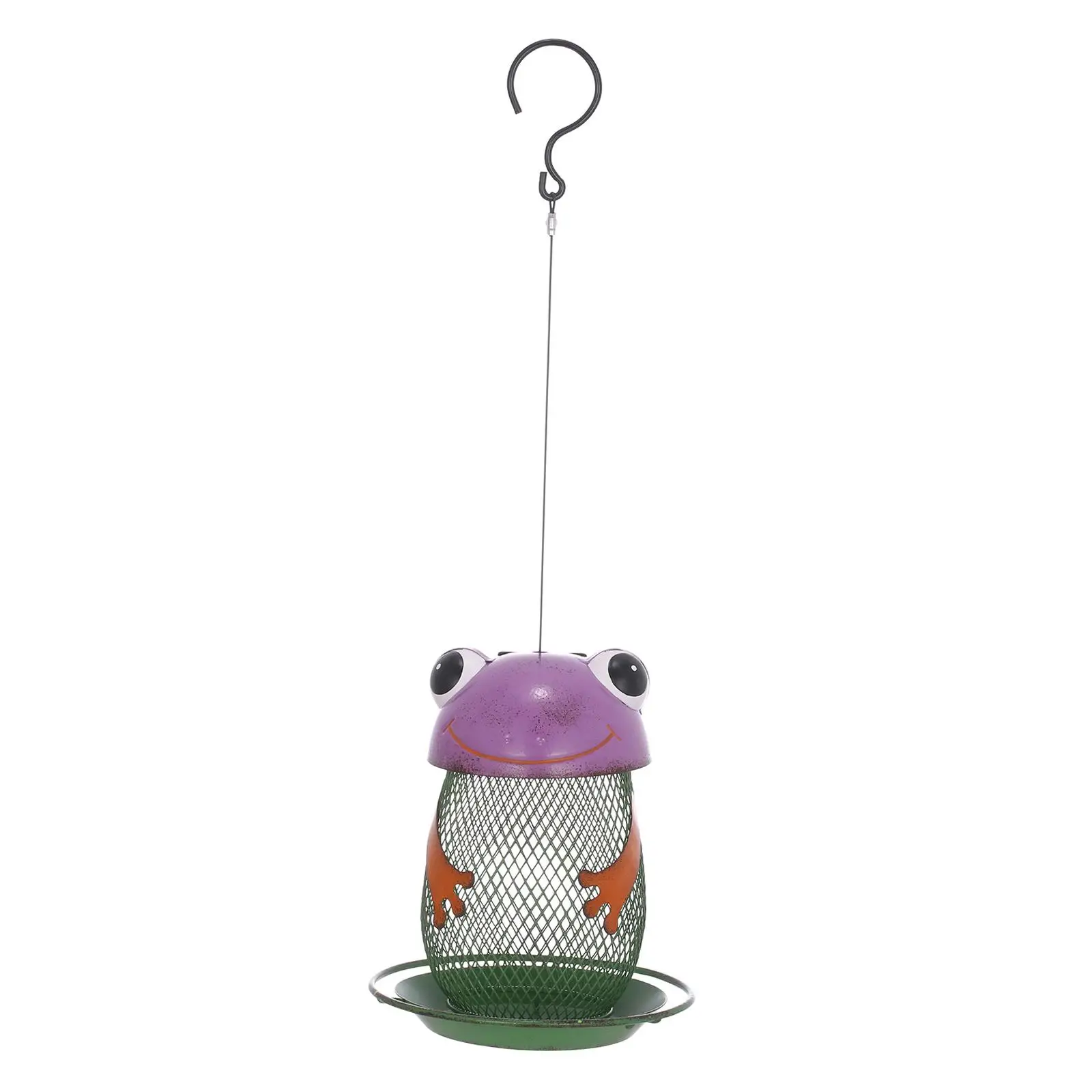 Metal Solar Bird Feeder Garden Lantern Lamp Frog Bird Feeder for Patio Porch