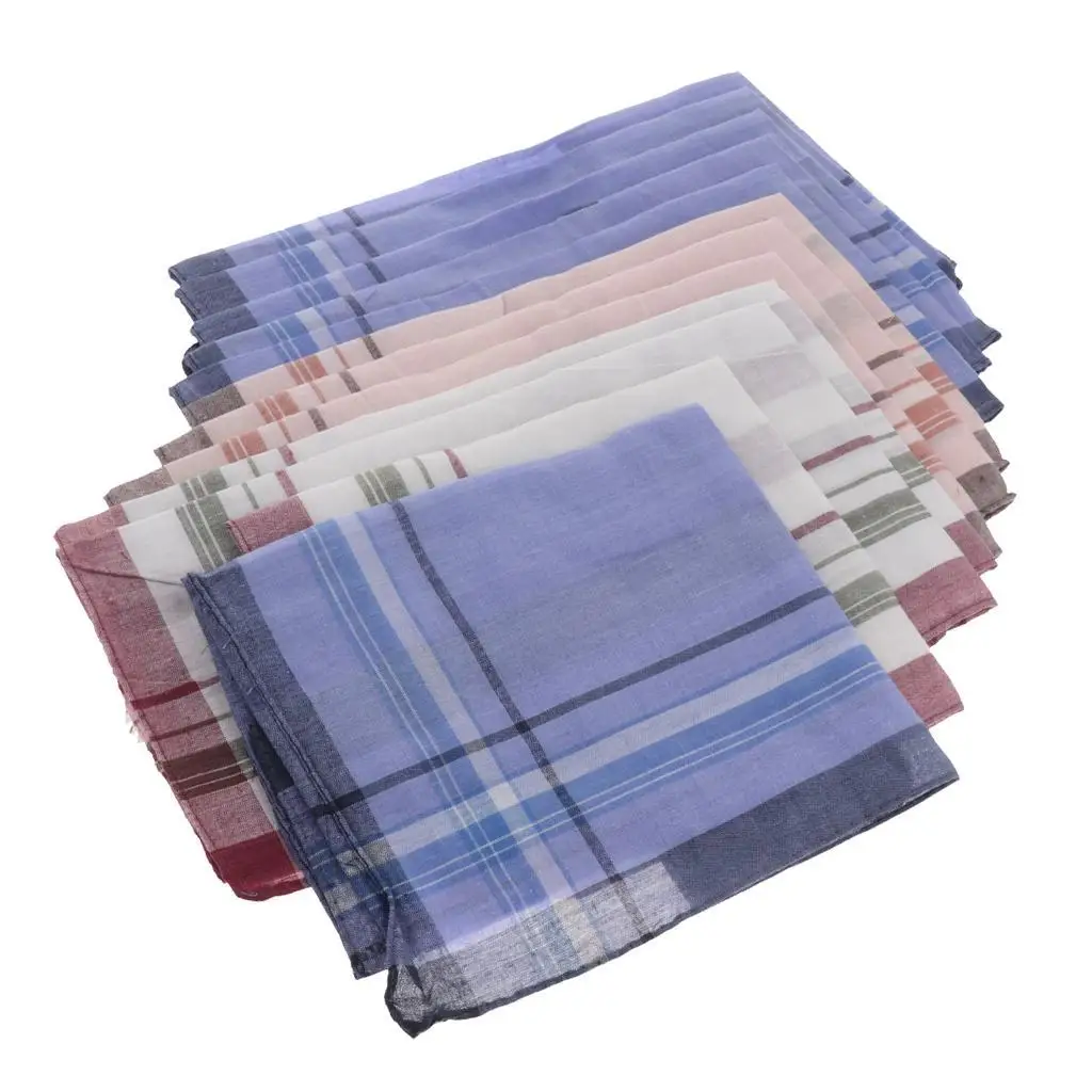 12x Square  Hankie Handkerchiefs Plaids  Hankerchief Vintage