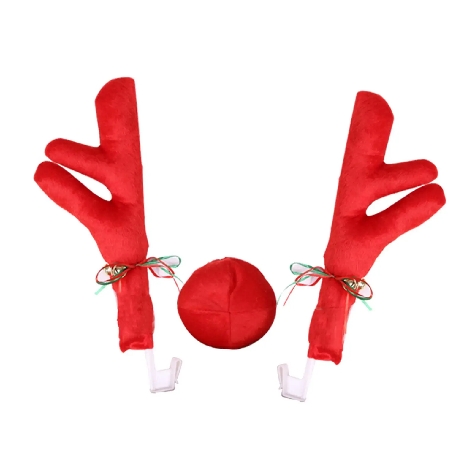 3x Soft Xmas Car Antlers Decoration Vehicle Costume Decorations Deer  Nose Decor for Truck