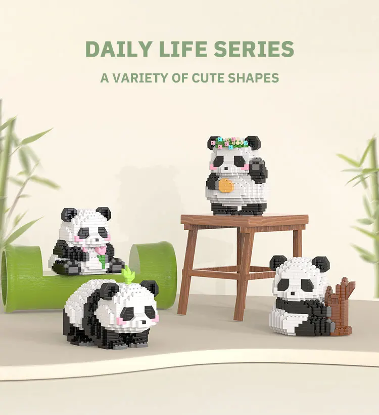 Creativ DIY asamblabil animal drăguț mini stil chinezesc animal panda bloc de construcție jucării educaționale pentru băieți pentru copii model cărămidă