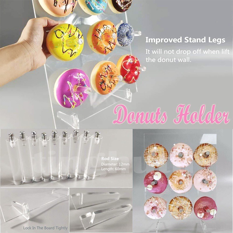 Acrílico Donut Display Stand, Rack Transparente, Semi-circular