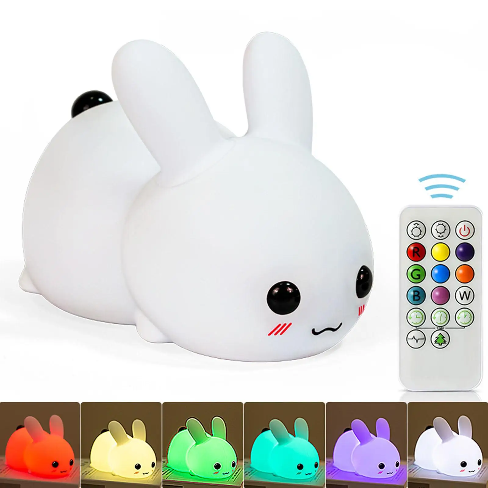 Silicone Bunny Night Light Color Changing Baby Nursery Desk Lamp Kids Gift