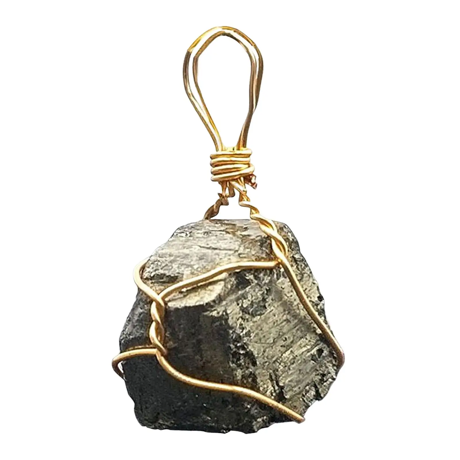 Novelty Natural Pyrite Stone Jewelry Necklace Pendant Decorative Stone Teaching Specimen DIY Ornament for Women and Men Decor