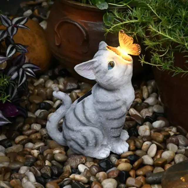 DHOBY GHAUT Statue de chat endormi pour décoration de jardin