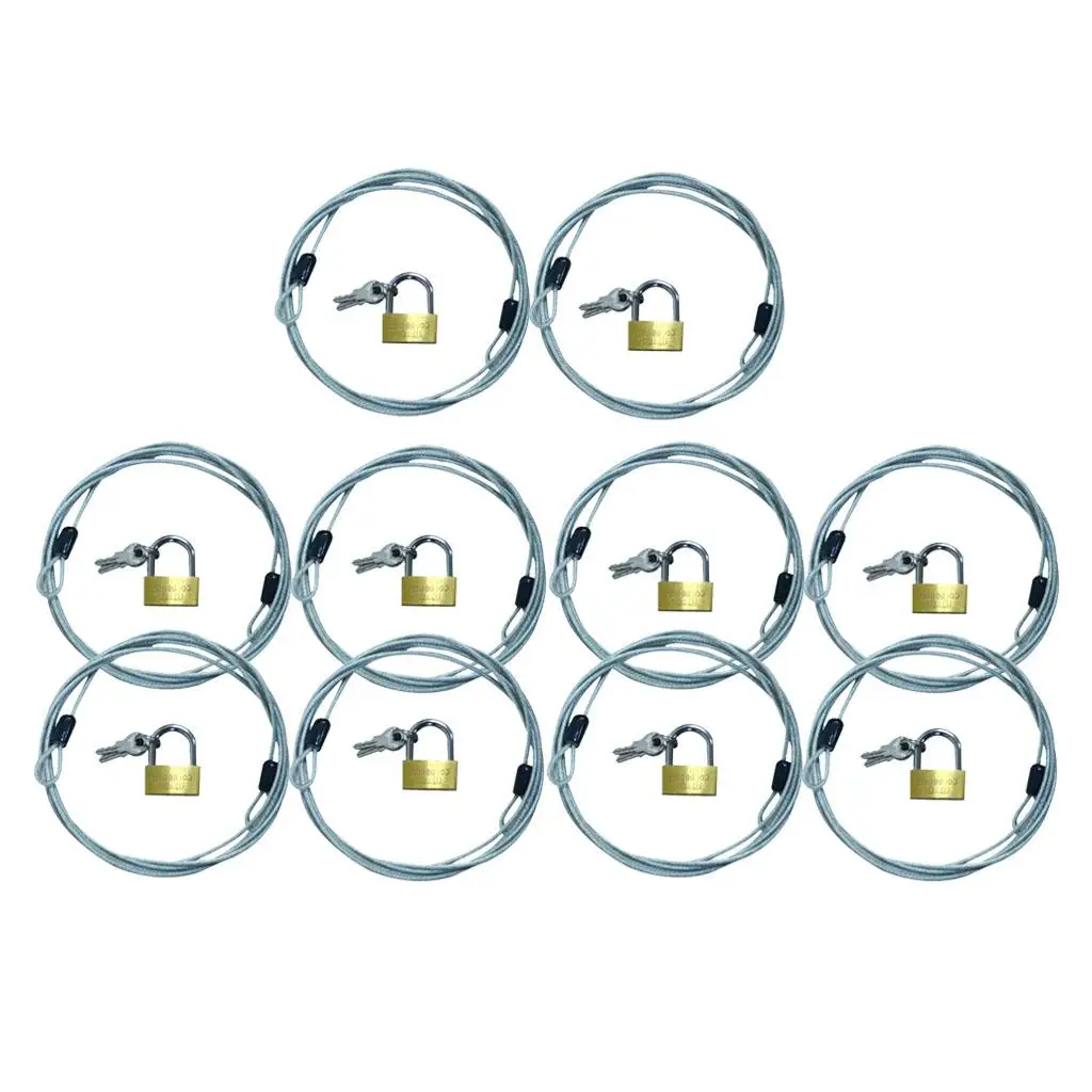 10pcs Braided  Motocycle Cover Cable With Laminated Steel Padlock 70cm